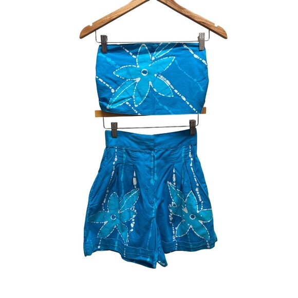 Jing Jok Vintage 80's Floral Tropical 3 Piece Short, Top and Bandeau Set - Picture 1 of 8